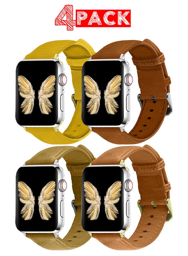 4 Pack For Apple Watch Band 38mm/40mm/41mm Leather Band Buckle Strap Wristband Compatible with Apple watch series 7/6/5/4/3/2/1/SE
