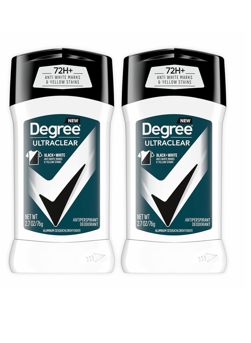 Degree Men UltraClear Antiperspirant Deodorant Black+White 2 Count 72-Hour Sweat & Odor Protection Antiperspirant For Men With MotionSense Technology 2.7 oz