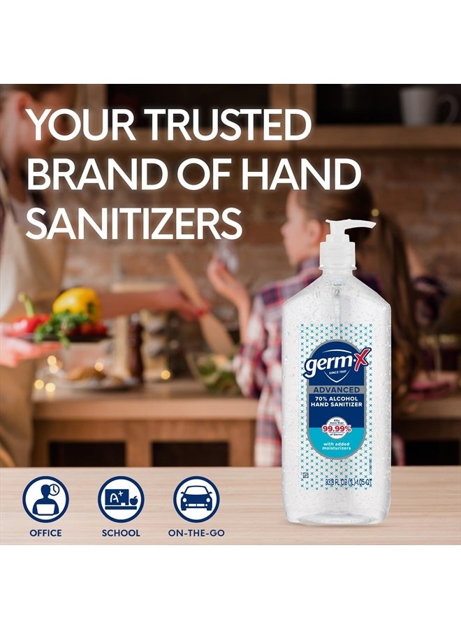 Germ-x Advanced Hand Sanitizer, Non-Drying Moisturizing Clear Gel, Instant and No Rinse Formula, Large Family Size Pump Bottle, 34 Fl Oz (1 Liter)