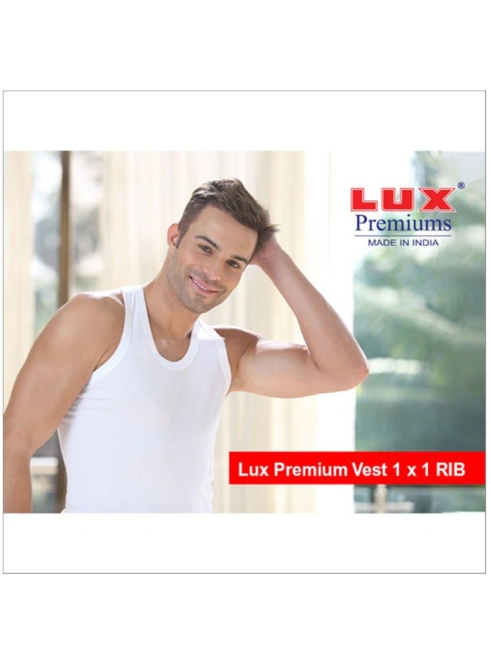 Premium Vest – [Pack of 3] White, Pure Cotton Vest with 3X1 Rib, Comfortable Fit, Sleeveless Men’s Undershirt with 3X1 Rib