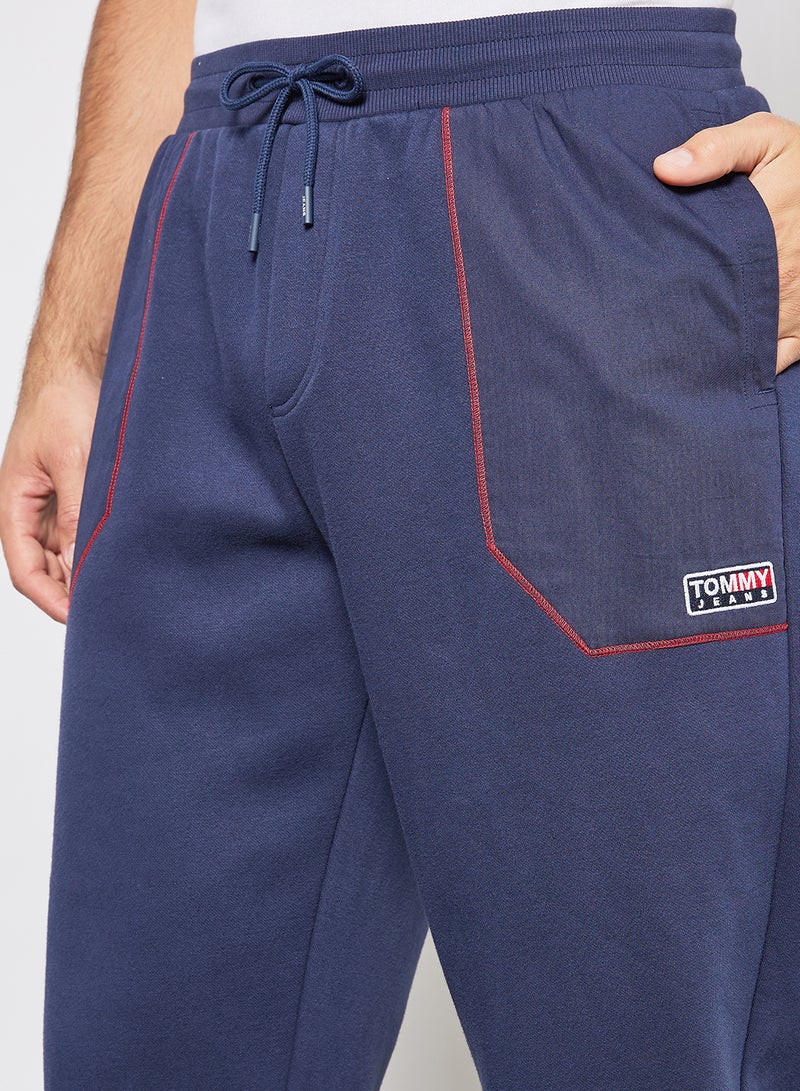 Contrast Stitch Pocket Joggers Navy