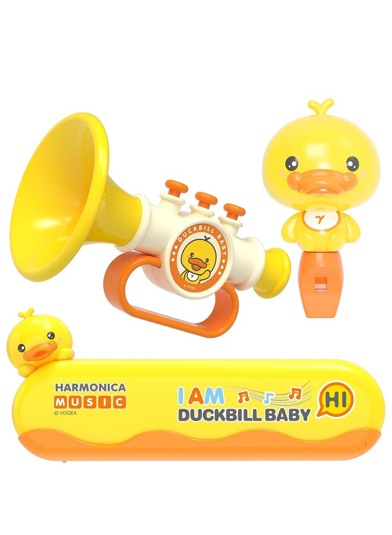 Musical Instruments Toys, for Toddlers 1-3, Musical Toy Trumpet, Harmonica, Whistle, Toddler Baby Kids Music Toys Set, Preschool Educational Early Learning, Birthday Gifts for Boys and Girls, 3 Pcs