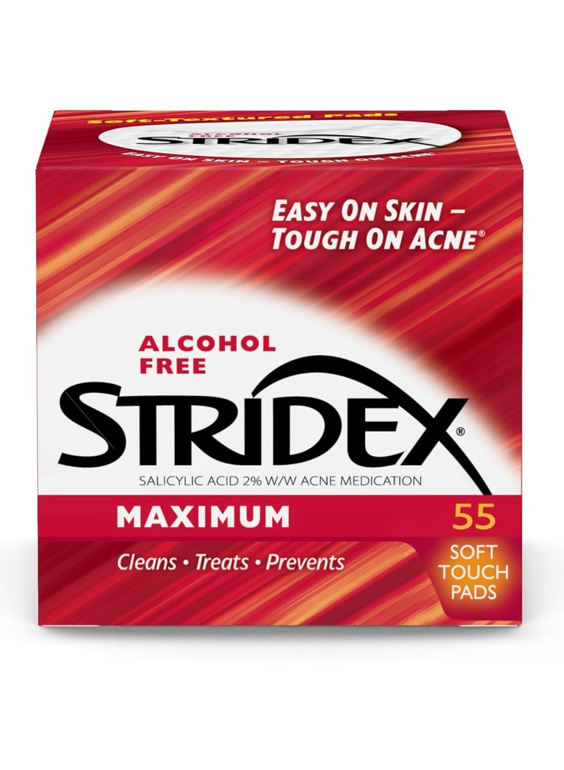 Stridex Strength Medicated Pads, Maximum, 55 Count