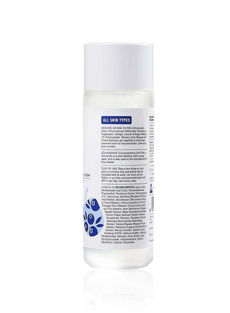 Plum 3% PHA Toner with Blueberry   Clears Breakouts and  Acne   Improves Skin Texture   Refines and Tightens Pores   Fragrance Free   100% Vegan Transparent