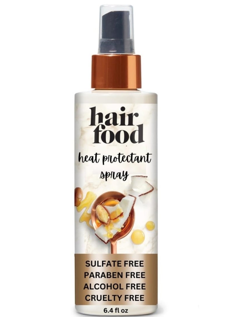 Hair Food Coconut & Argan Oil Heat Protectant Spray, Up to 450 Fahrenheit Protection, Paraben & Dye-Free, Sulfate-Free, For All Hair Types, Alcohol Free, Adds Shine, 6.4 Fl Oz