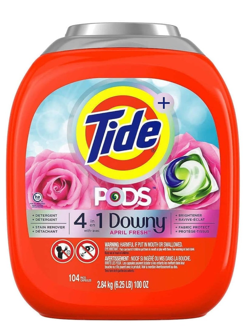 104-Piece 4-in-1 Laundry Detergent Pods With Downy HE Sensitivity 2.8 Kg