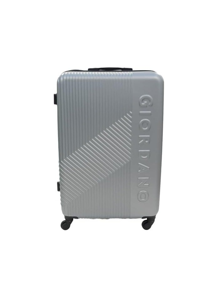 GIORDANO Logo Series Check-In Large Suitcase Silver, ABS Hard Shell Lightweight Durable 4 Wheels Luggage Trolley Bag 28