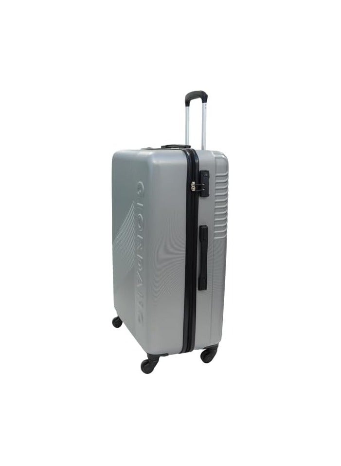 GIORDANO Logo Series Check-In Large Suitcase Silver, ABS Hard Shell Lightweight Durable 4 Wheels Luggage Trolley Bag 28
