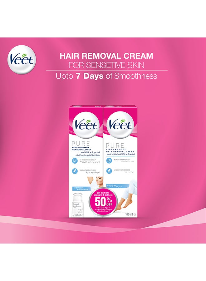 Hair Removal Cream For Sensitive Skin, 100ml Pack Of 2