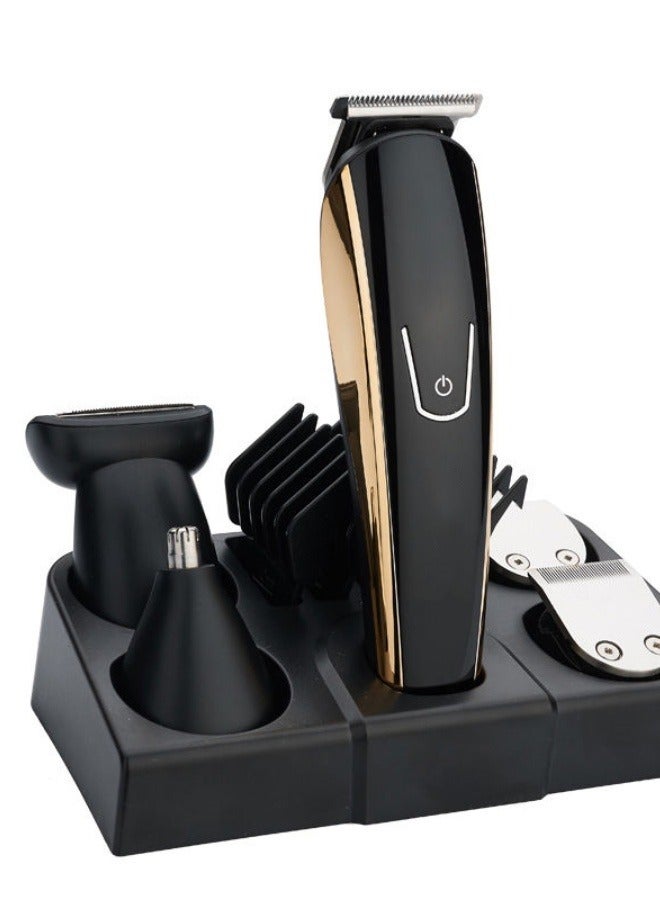 Men's Grooming Set Hair Clipper, Low Noise Replaceable Heads LED Display Hair Clipper, 5-in-1 Electric Hair Trimmer