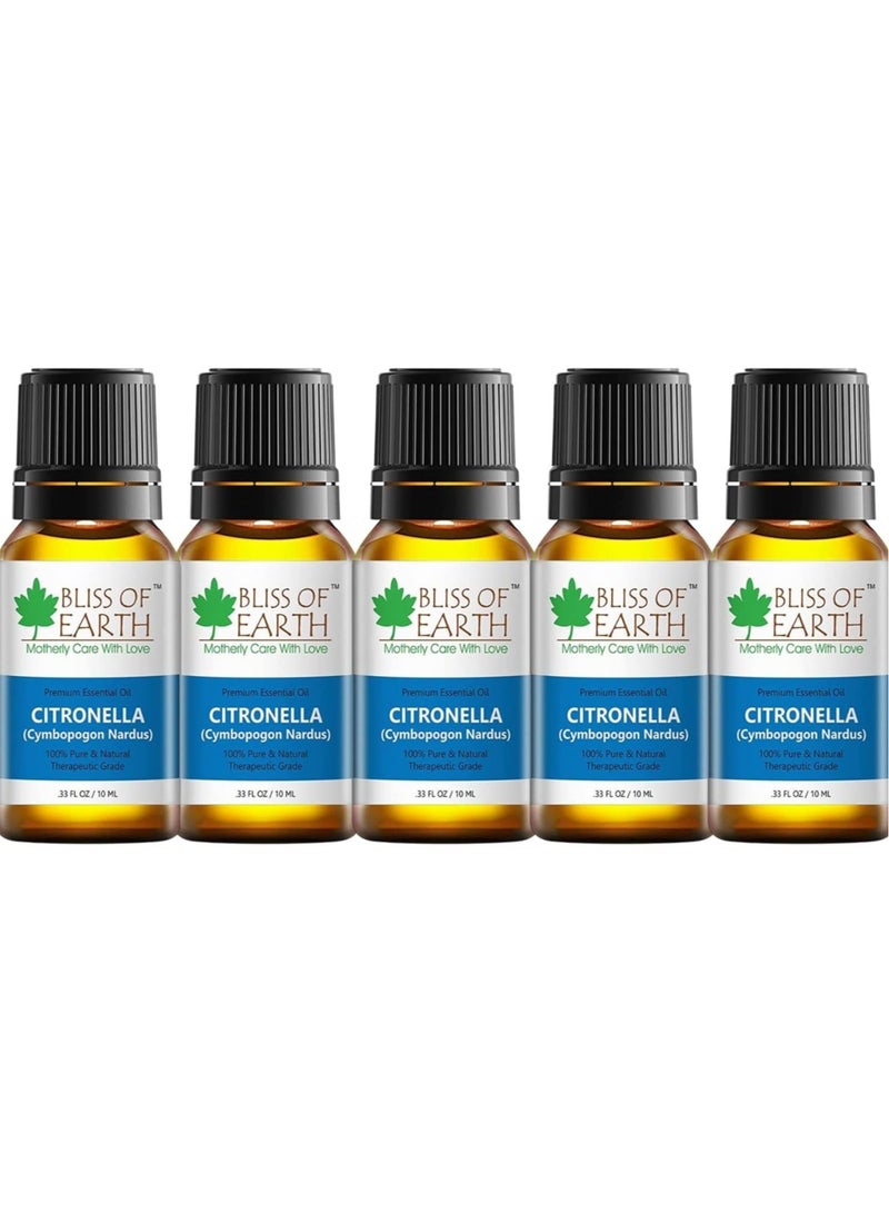 100% Pure Citronella Essential Oil, 10ml Pack of 5