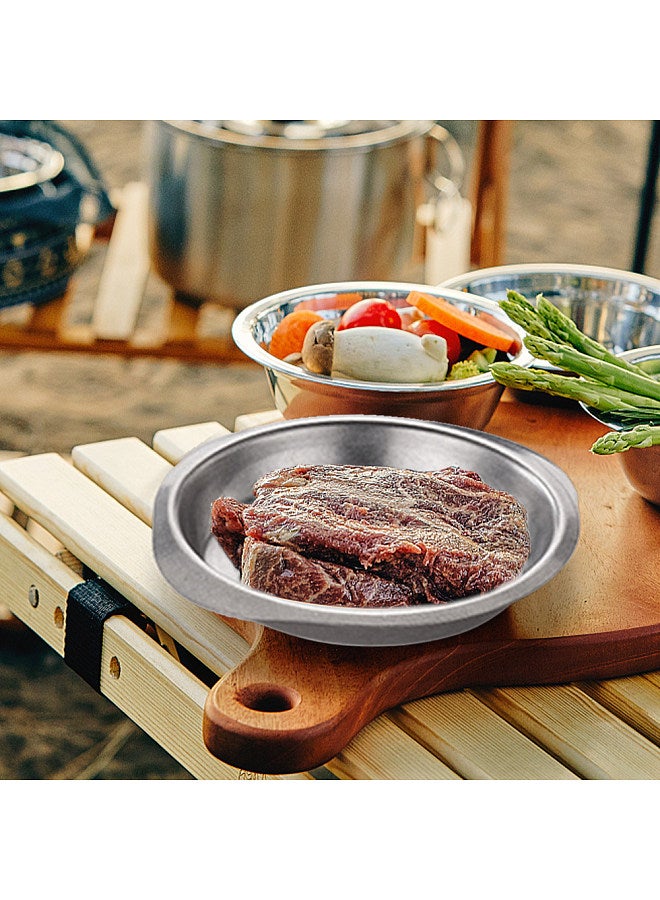Stainless Steel Plate Non-stick Dinner Fruit Plate Pan Food Container for Outdoor Camping Hiking Backpacking Picnic BBQ