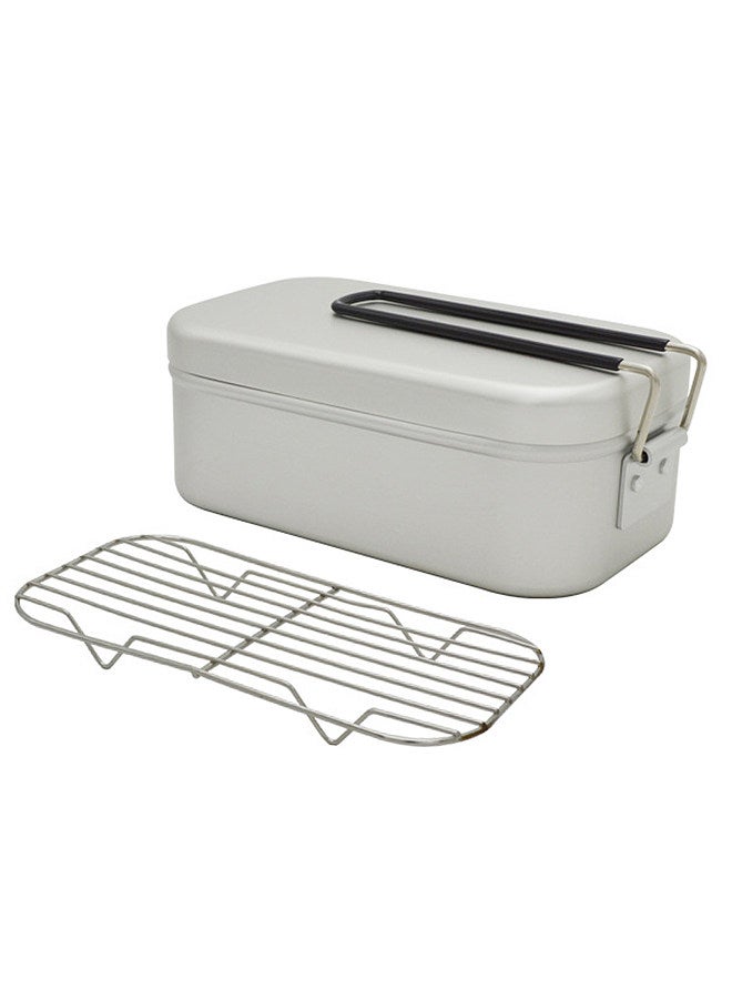 Camping Bento Box Tin Aluminum Alloy Camping Lunch Box with Steaming Rack for Outdoor Camping Hiking Backpacking Traveling
