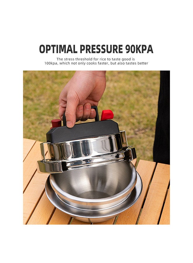 Outdoor Portable Pressure Cooker 1.2L Self-Driving Camping Vehicle Pressure Cooker Kitchen Cookware Cooking Pot Multifunctional Travel Cooking Accessory