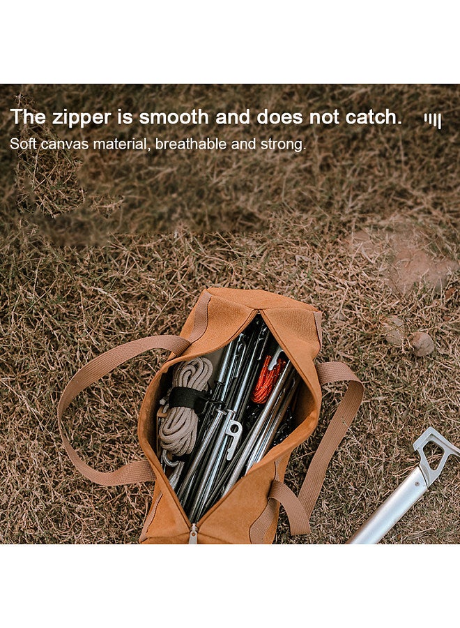 Outdoor Camping Tent Peg Ground Nail Storage Bag Tent Hammer Long Ground Nail Storage Bag Portable Canvas Tent Install Tools Organizer