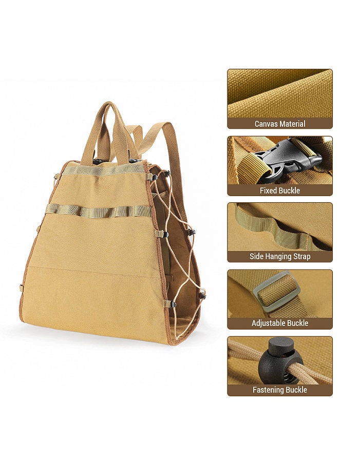 Firewood Carrier Canvas Bag Wood Carrying Holder Bag with Handles and Shoulder Strap for Fireplaces Wood Stoves
