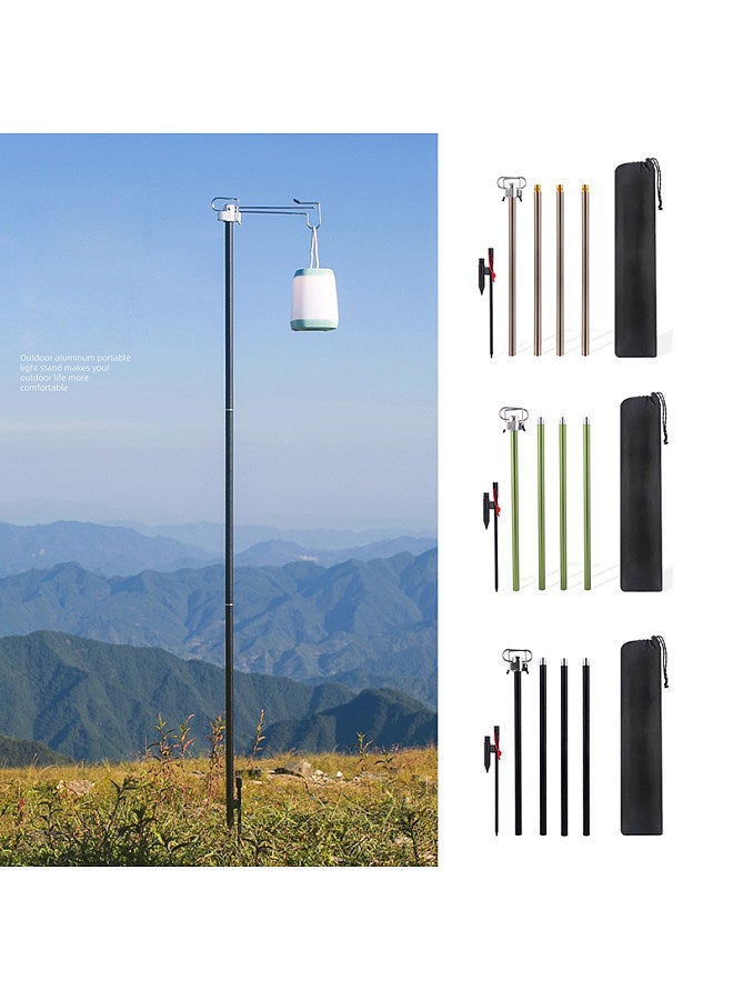 Folding Aluminum Alloy Lamp Pole Adjustable Lantern Holder Rod for Camping Hiking Fishing Backpacking