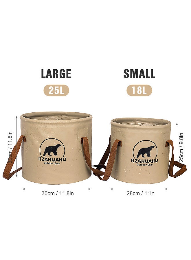 18L/25L Collapsible Bucket Outdoor Folding PVC Water Bucket Basin Water Container for Camping Hiking Fishing Gardening Car Washing