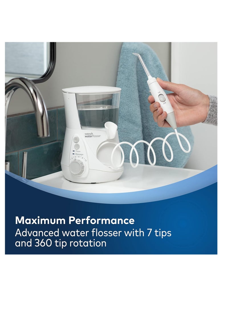 Waterpik Aquarius Water Flosser Professional For Teeth, Gums, Braces, Dental Care, Electric Power With 10 Settings, 7 Tips For Multiple Users And Needs, ADA Accepted, White WP-660