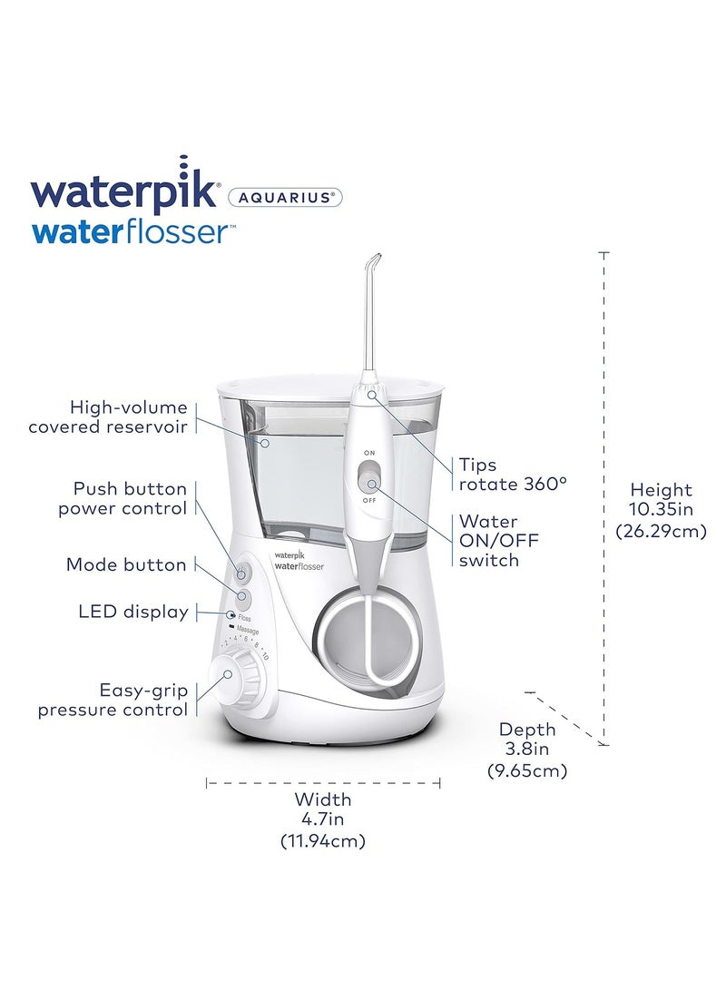 Waterpik Aquarius Water Flosser Professional For Teeth, Gums, Braces, Dental Care, Electric Power With 10 Settings, 7 Tips For Multiple Users And Needs, ADA Accepted, White WP-660