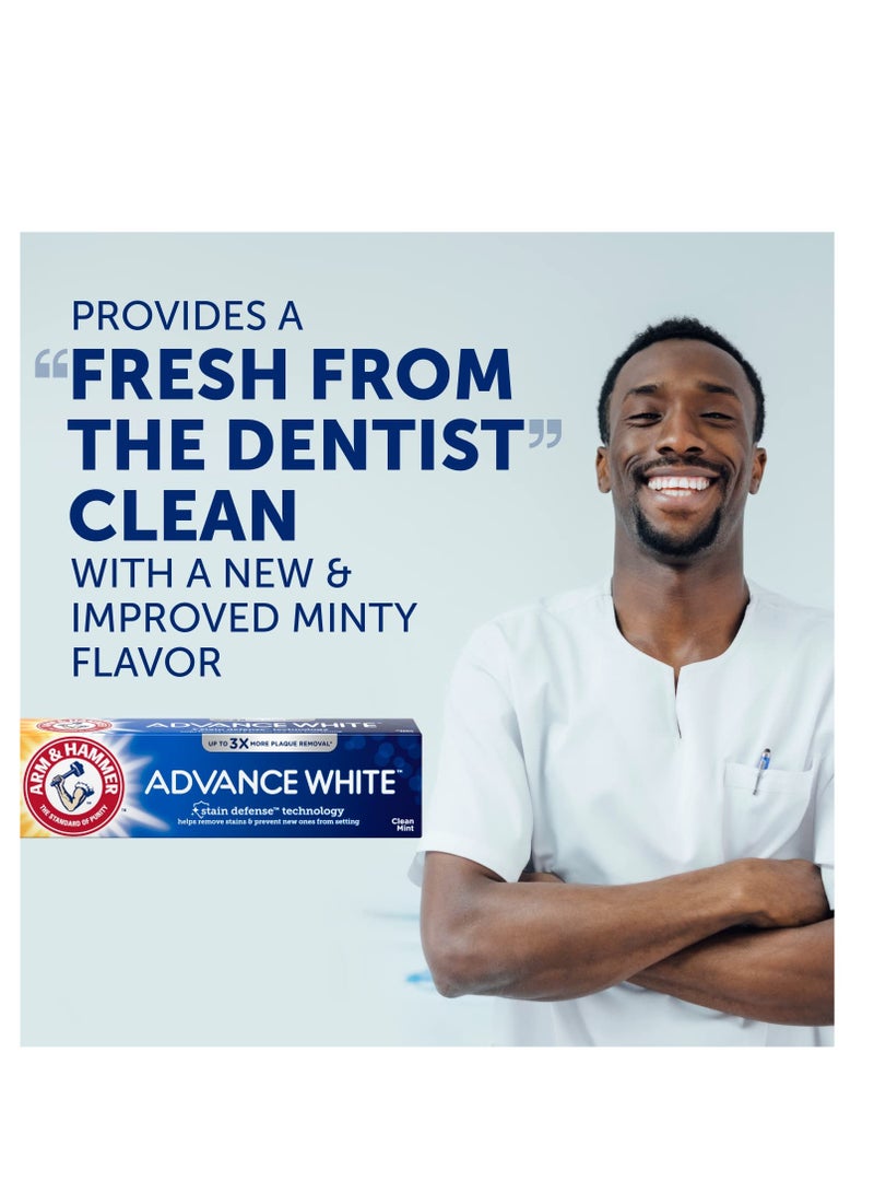 Arm & Hammer Advance White Toothpaste, Clean Mint Flavor, Stain Defense Technology, 6 Ounce (Pack of 4)