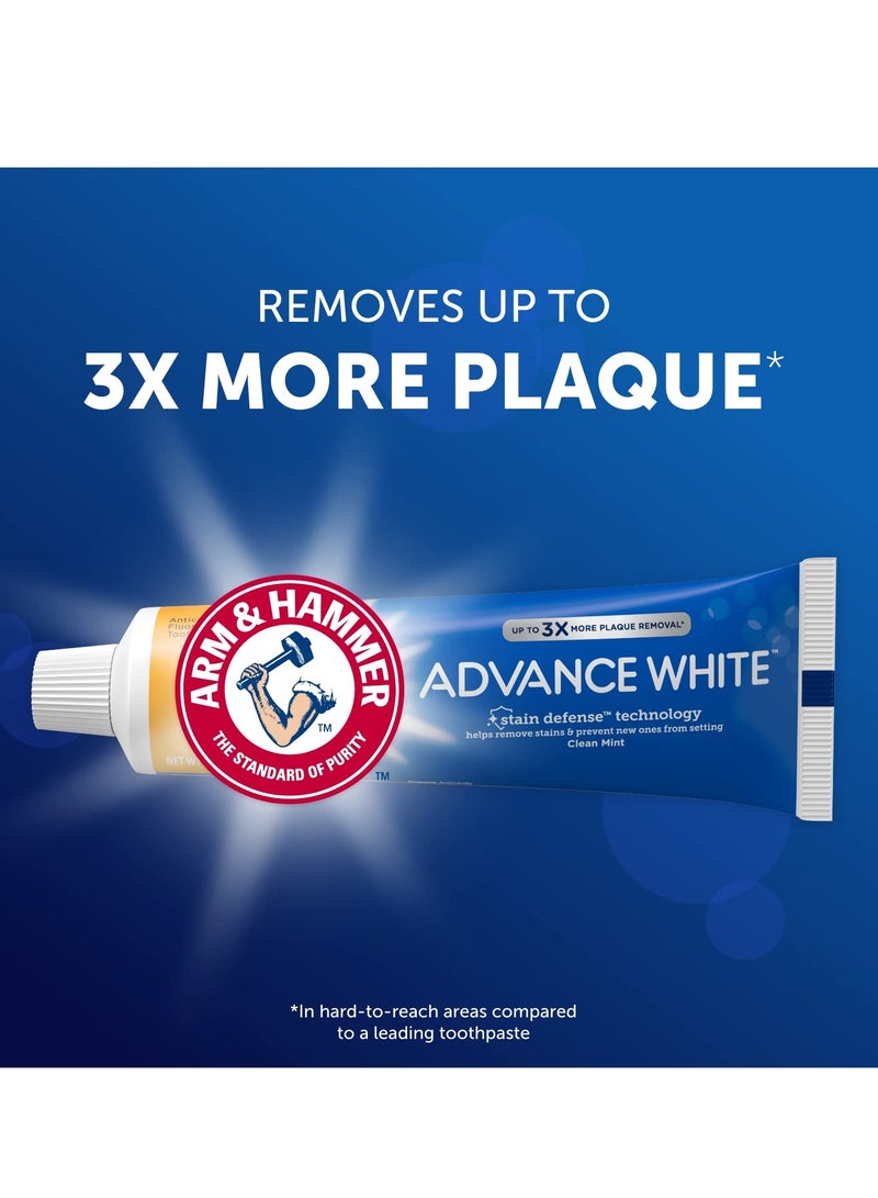 Arm & Hammer Advance White Toothpaste, Clean Mint Flavor, Stain Defense Technology, 6 Ounce (Pack of 4)