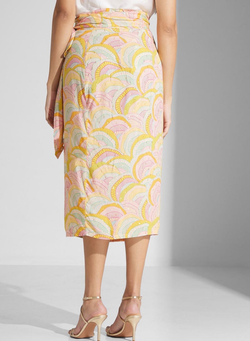 Floral Print High Waist Skirt
