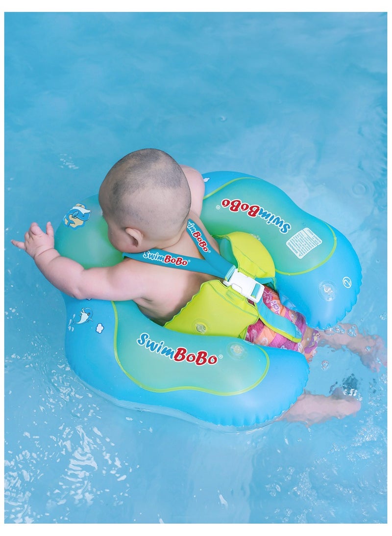 Little Sunshine New Upgraded Baby Swimming Float - Inflatable Swim Ring with Safety Support Bottom - Swimming Pool Accessories for 3-36 Months (Blue XL)