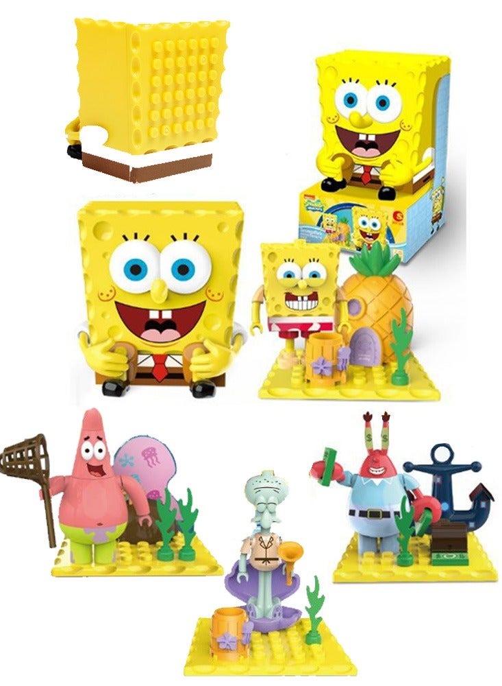 SpongeBob SquarePants Pineapple House Carrier Set Model Assembled Building Blocks Educational Toys 4-piece Set