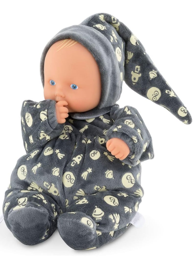 Mon Doudou Babipouce Glow in The Dark, Glow in the Dark, Extra Soft Cuddly Doll with Vanilla Scent, Washable, 28 cm, Keeps Thumb in Mouth