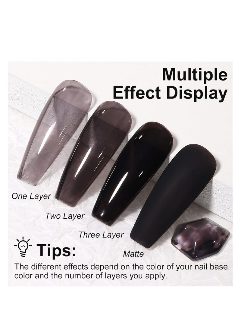 AILLSA Jelly Gel Nail Polish - Sheer Black Gel Polish Translucent Nail Polish Gel Soak Off U V Gel Polish Neutral Gel Polish for Nail Art Manicure DIY at Home 0.51 Fl Oz /GB48