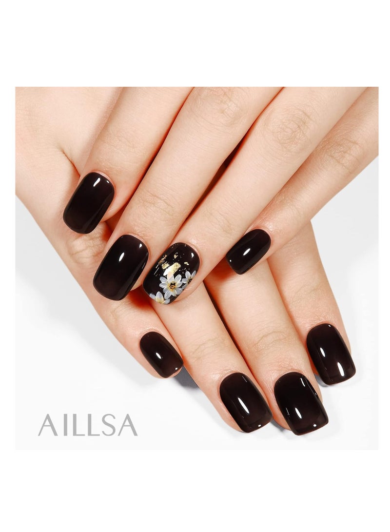 AILLSA Jelly Gel Nail Polish - Sheer Black Gel Polish Translucent Nail Polish Gel Soak Off U V Gel Polish Neutral Gel Polish for Nail Art Manicure DIY at Home 0.51 Fl Oz /GB48