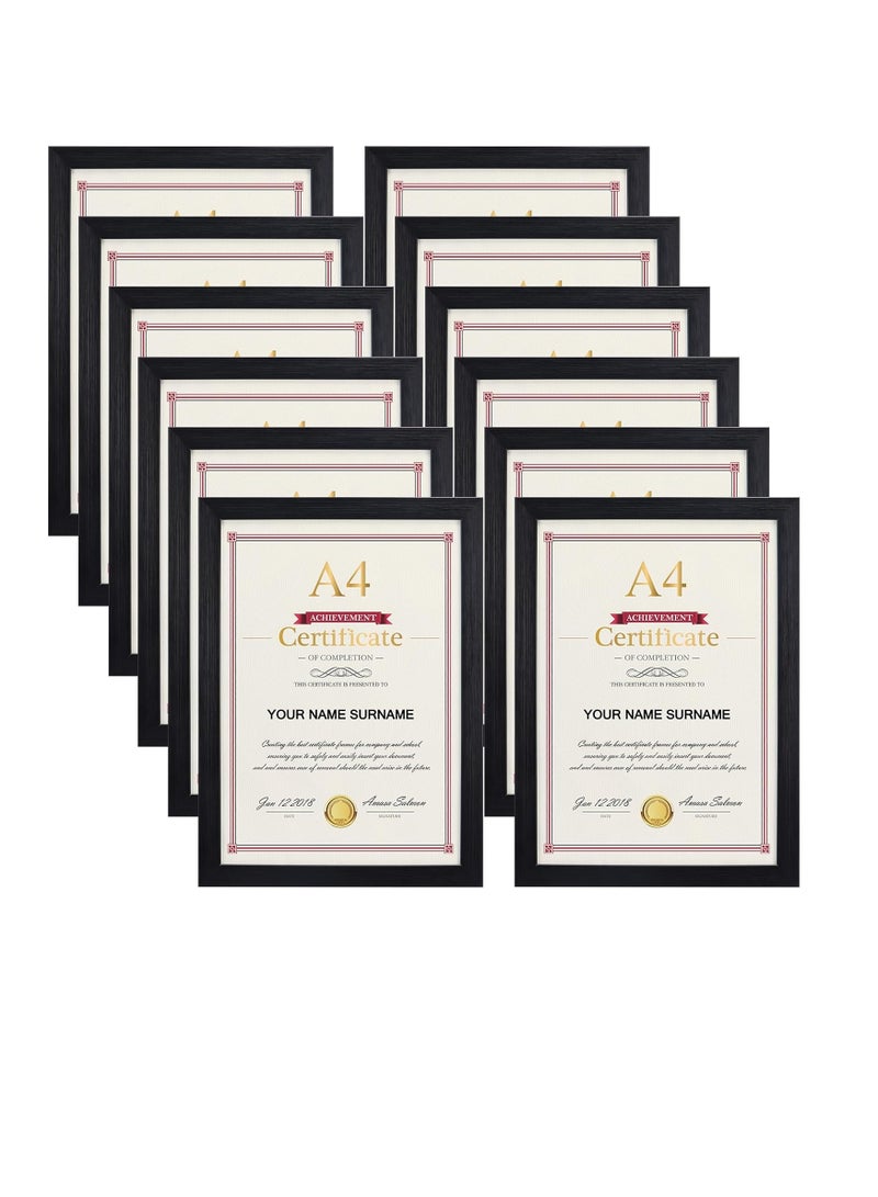 AKDC 12 Pack A4 photo Frames, Black A4 Picture Frame Certificate Frames for Wall Hanging and Tabletop Display