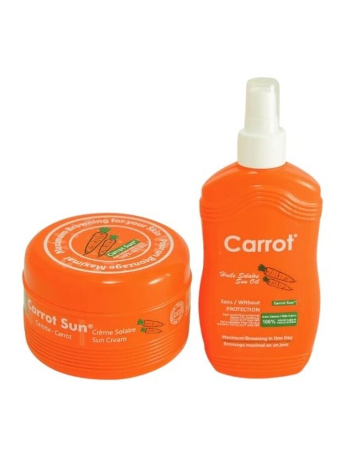 Carrot Sun Tanning Oil Spray 200ml and Tanning Cream 350ml
