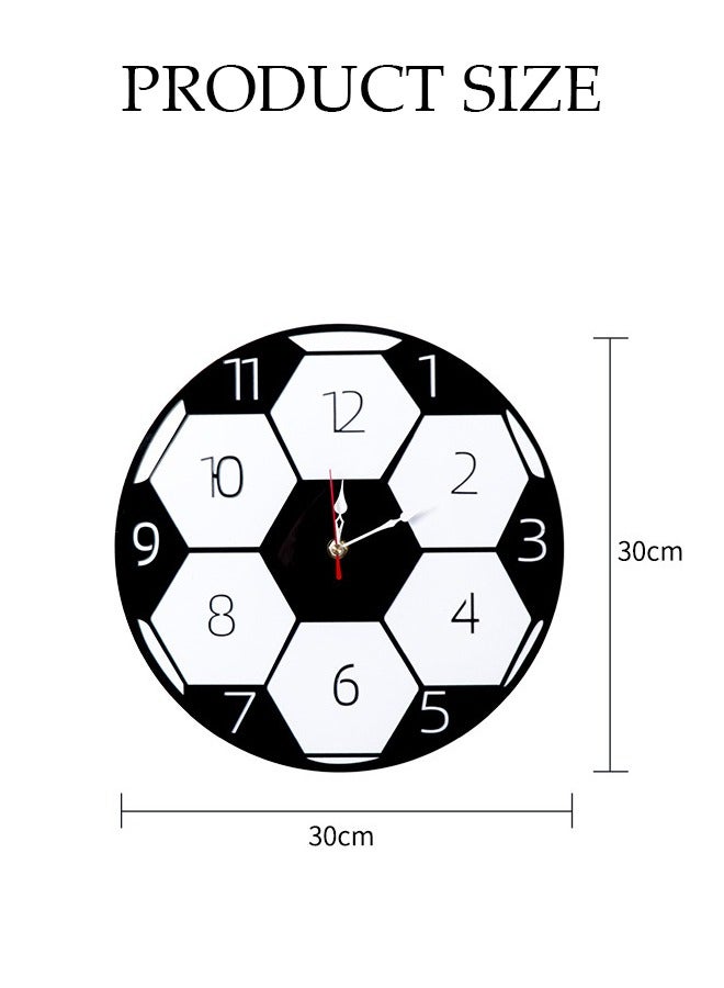 Football Wall Clock, Modern Battery Operated Wall Clocks, Silent Non Ticking Small Analog Clock for Living Room, Office, Home, Bedroom, Kitchen, Bathroom