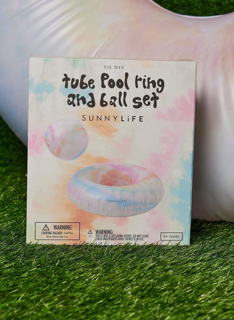 Pool Ring And Ball Set Tie Dye Multi