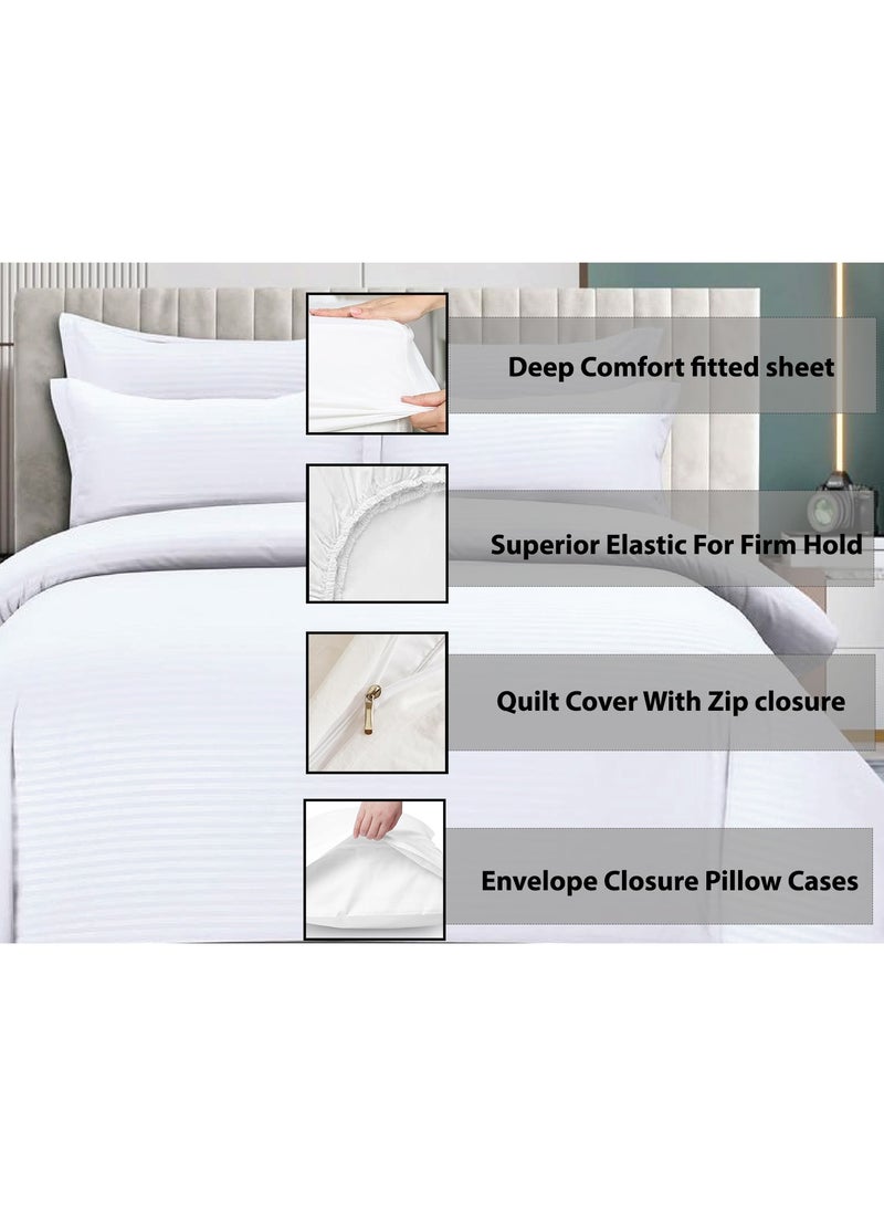 Hotel Duvet Cover Set 6 Pieces Cotton King Size Luxurious Bedding Set, Modern and Attractive Bedding Set with 1xFitted Sheet, 1xDuvet Cover, 4xPillow Cases