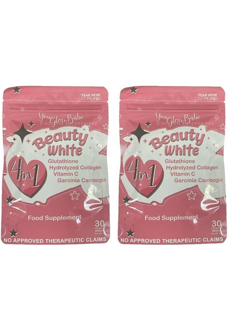 Beauty White 4 in 1 Glutathione and Collagen Slimming 30 Capsule 2 pieces