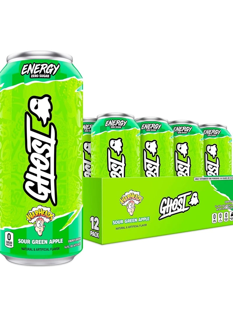 Ghost energy Drink Sour Green Apple Flavor 473ml x12