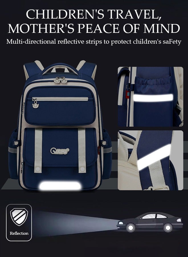Kids School Backpack, Large Capacity Backpack for Boys, Lightweight Schoolbag for Teen Boys Bookbag with Compartments Reflective Strip, Watrer Resistant Bookbag for Elementary Primary School
