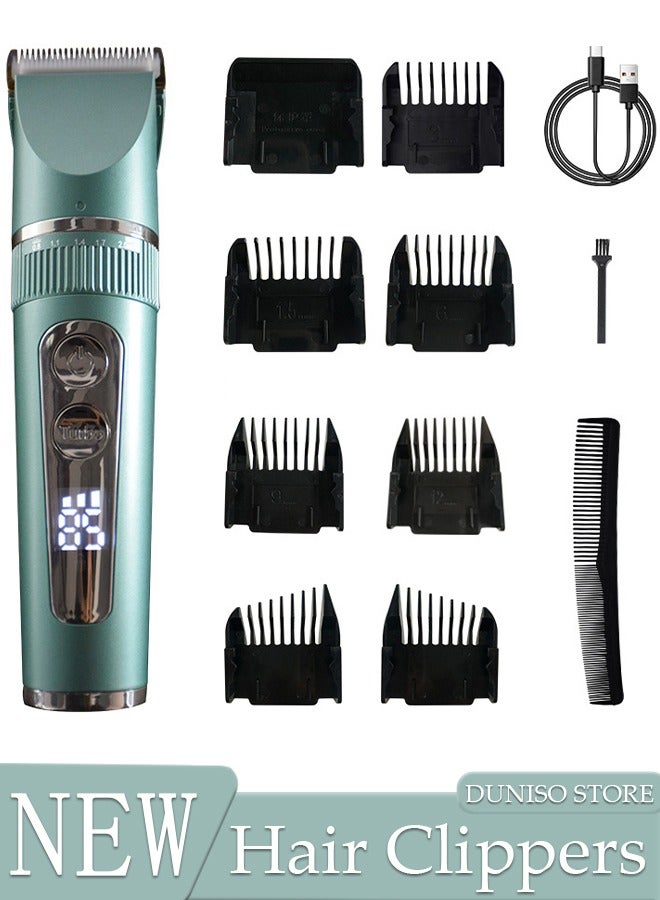 Smart Hair Clippers Electric with Digital Display 7 Kinds of Positioning Combs Turbo Motor Hair Cutting Kit Pro Mens Clippers, Cordless Rechargeable Hair Trimmer Set Professional Barbers Grooming Kit