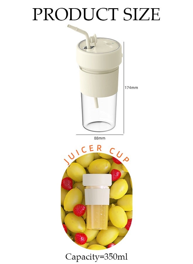 Portable Blender, USB Rechargeable Mini Juicer Blender with Straw, Personal Size Blender, Juicer Cup for Juices, Shakes and Smoothies, Best gift for relatives and friends