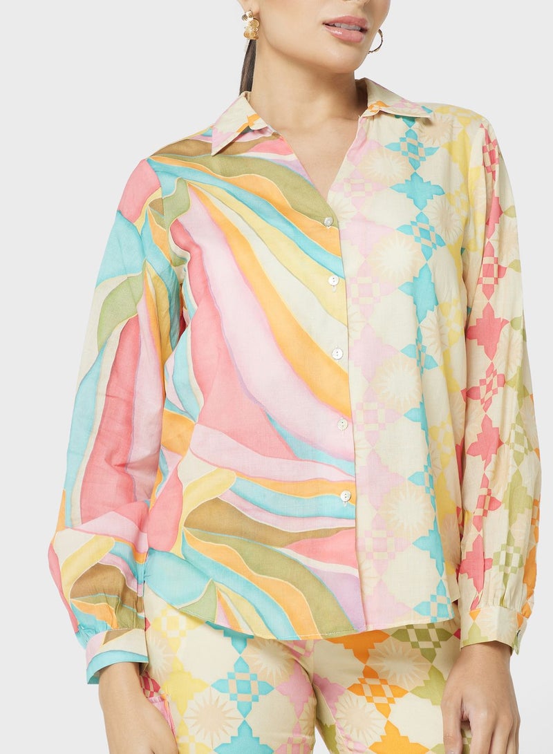 Printed Button Down Shirt