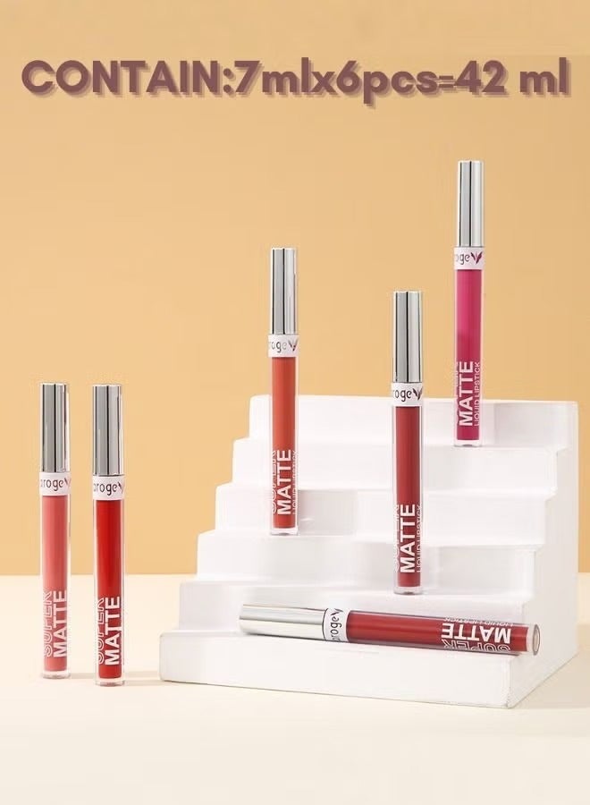 6 Pieces Nude Long Lasting Liquid Lipstick Gift Set