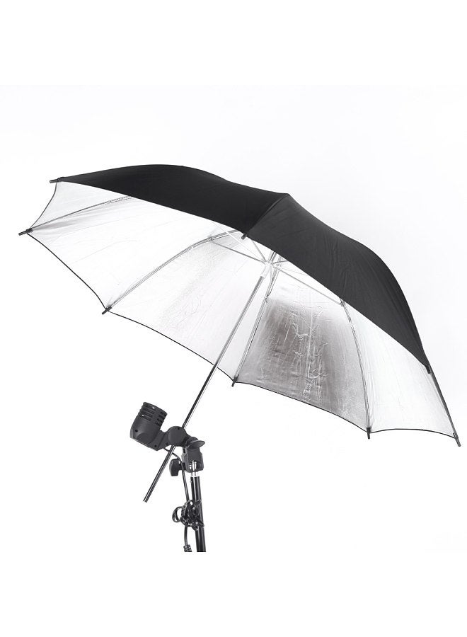 83cm 33in Studio Photo Strobe Flash Light Reflector Black Silver Umbrella