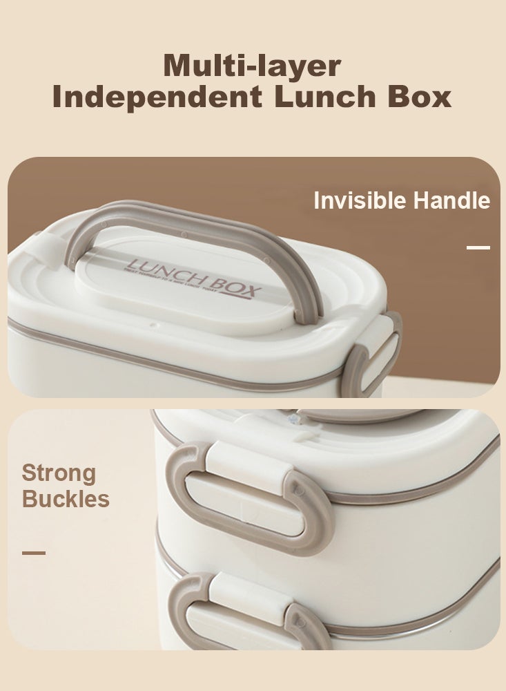 2 Layer Stackable Lunch Box, Portable Food Container, Microwave Safe Bento Box for Students, Office Workers and Dining Out