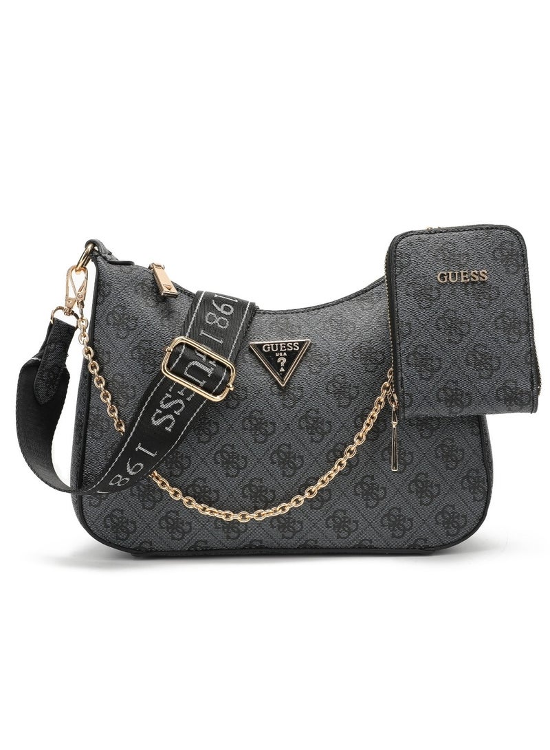 Guess Printed Solid Color Mother and Child Chain Shoulder Bag