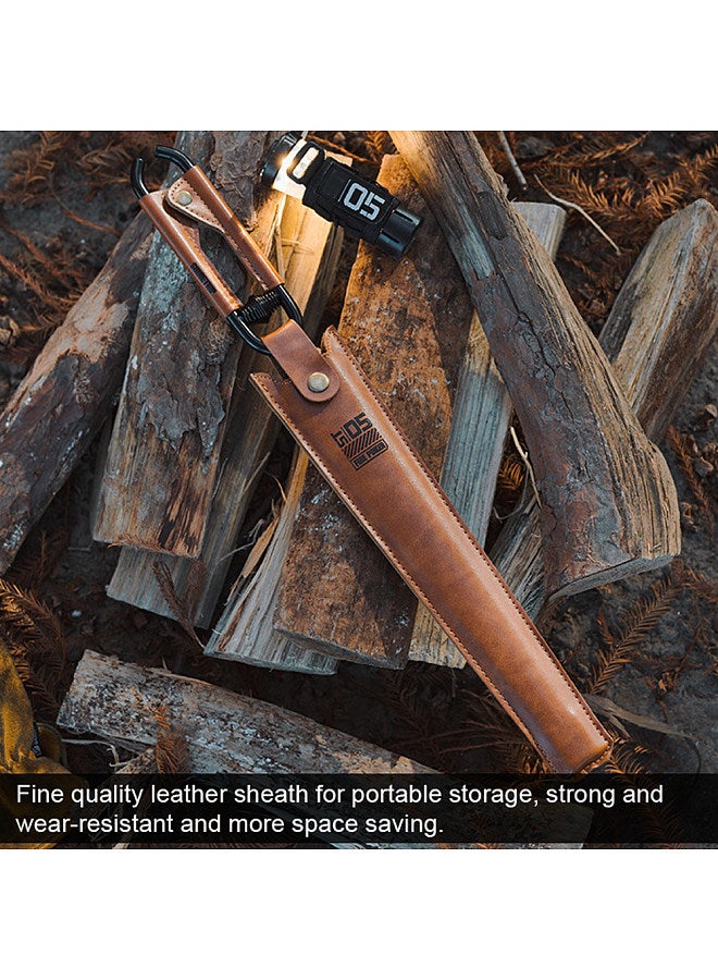 Carbon Steel Charcoal Tongs Outdoor Camping Bonfire BBQ Firewood Clip Tool Stoves Fire Charcoal Tongs Leather Handle Firewood Clamp