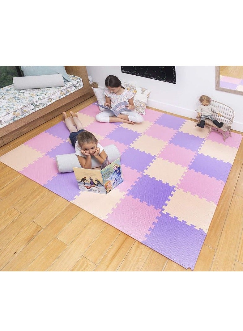 COOLBABY Soft Non-Toxic Baby Play Mat Toddler Play Mat Colorful Puzzle Play Mat 16pcs Bonus Square Foam Floor Mats for Kids and Infants EVA Foam Interlocking Tiles for Gym, Nursery, Playroom