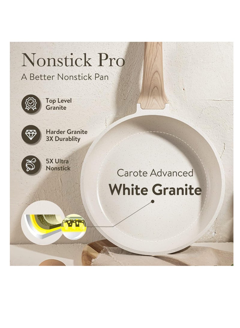 CAROTE White Nonstick Frying Pan Skillet,10